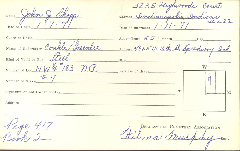 burial card